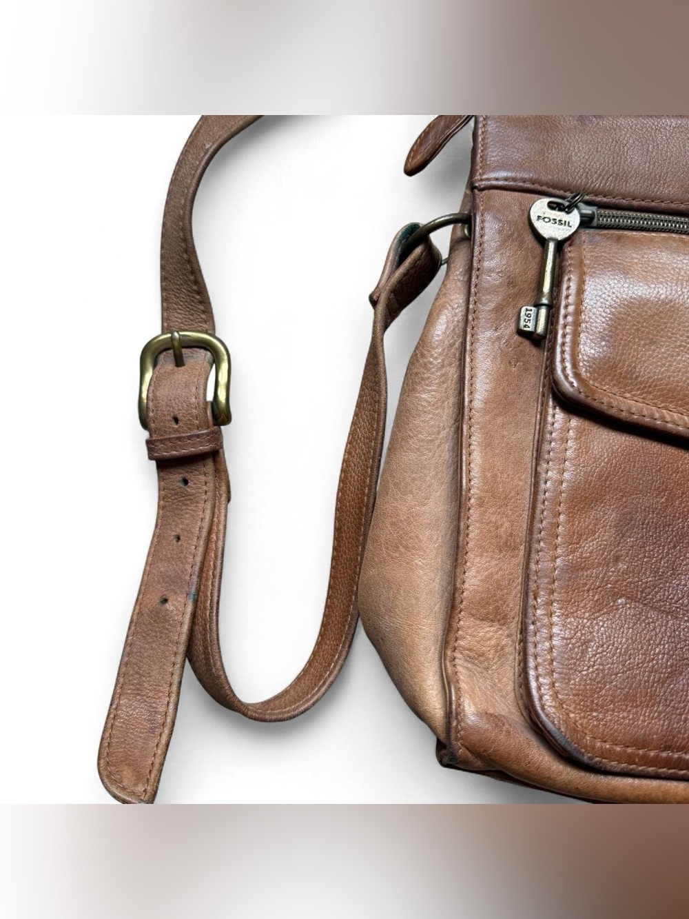 Vintage Fossil 1954 Classic Leather Crossbody Bag - Picture 3 of 8